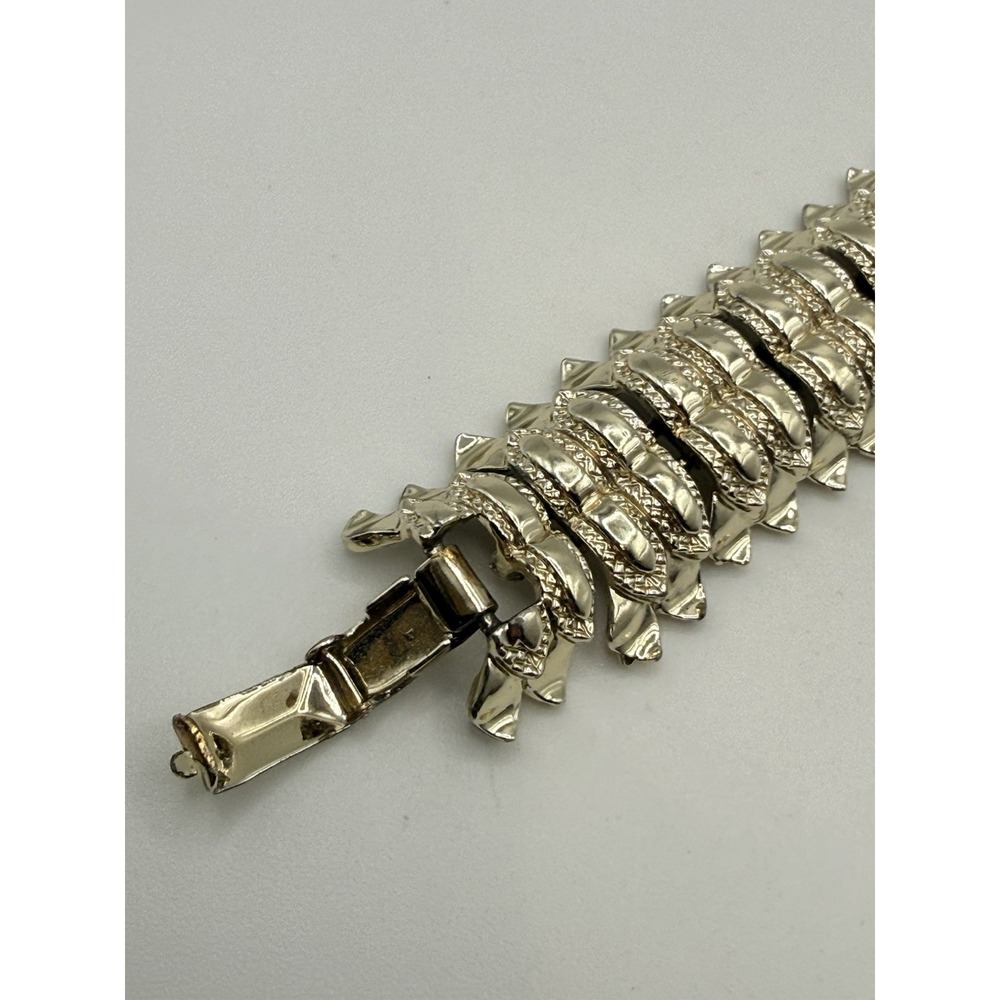 Vintage STAR Bracelet Silver Tone Chunky MCM Signed 6.5" - Picture 4 of 9